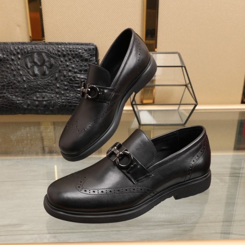 Replica Ferragamo Leather Shoes For Men #948919 $98.00 USD for Wholesale