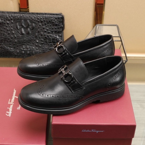Replica Ferragamo Leather Shoes For Men #948919 $98.00 USD for Wholesale
