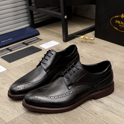Replica Prada Leather Shoes For Men #950860 $85.00 USD for Wholesale