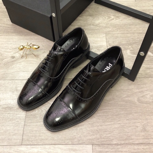 Replica Prada Leather Shoes For Men #951113 $85.00 USD for Wholesale
