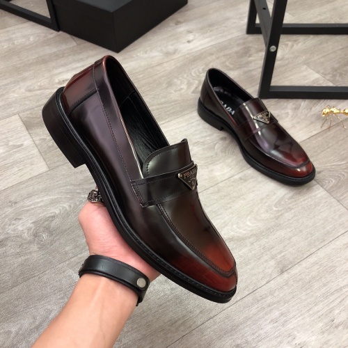 Replica Prada Leather Shoes For Men #951116 $85.00 USD for Wholesale