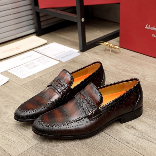 Replica Ferragamo Leather Shoes For Men #951140 $82.00 USD for Wholesale