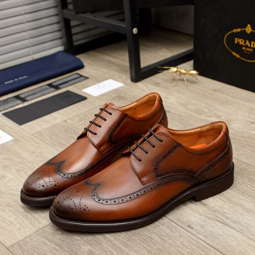 Replica Prada Leather Shoes For Men #951160 $85.00 USD for Wholesale