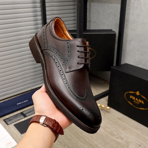 Replica Prada Leather Shoes For Men #951161 $85.00 USD for Wholesale