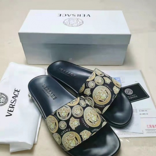 Replica Versace Slippers For Men #956355 $45.00 USD for Wholesale