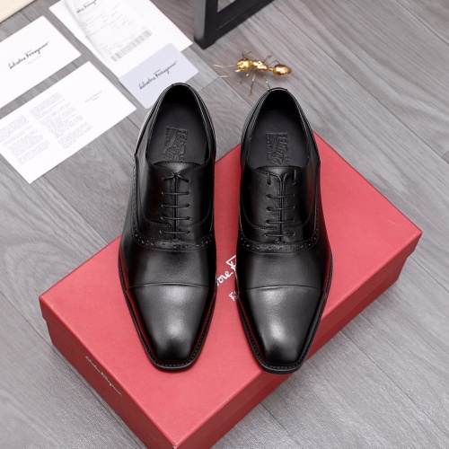 Replica Ferragamo Leather Shoes For Men #956442 $80.00 USD for Wholesale