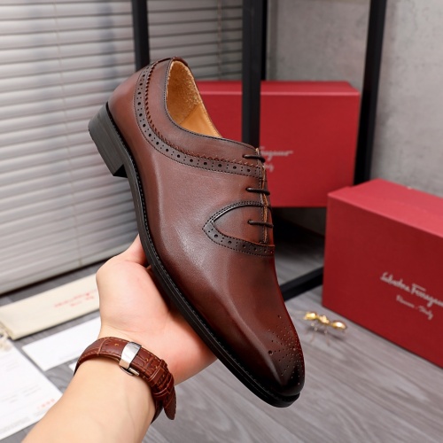 Replica Ferragamo Leather Shoes For Men #956449 $80.00 USD for Wholesale