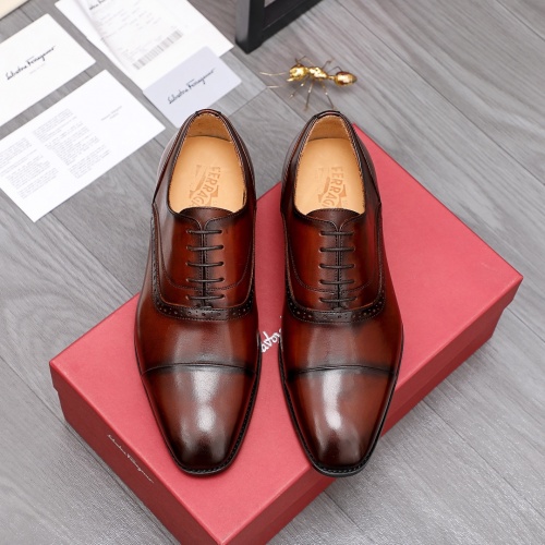 Replica Ferragamo Leather Shoes For Men #956451 $80.00 USD for Wholesale