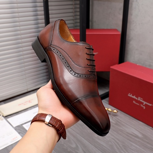 Replica Ferragamo Leather Shoes For Men #956451 $80.00 USD for Wholesale