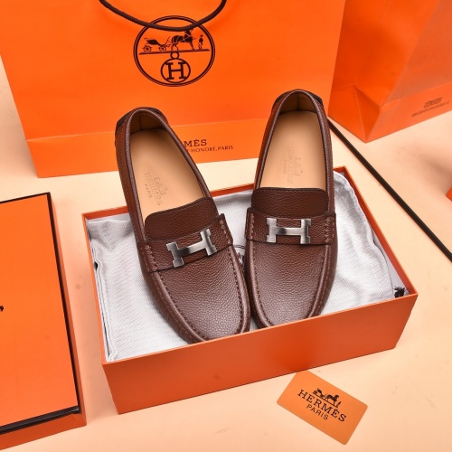 Replica Hermes Leather Shoes For Men #958190 $118.00 USD for Wholesale