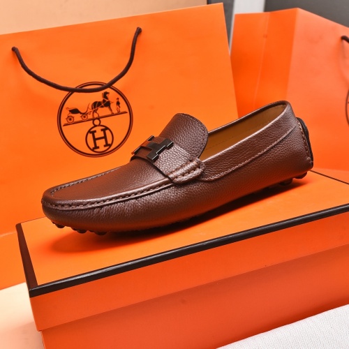 Replica Hermes Leather Shoes For Men #958190 $118.00 USD for Wholesale