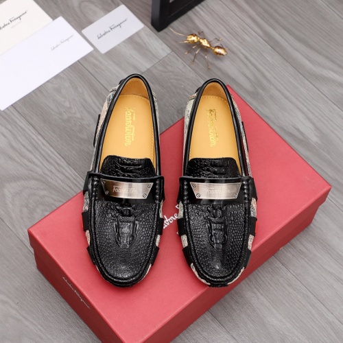 Replica Salvatore Ferragamo Leather Shoes For Men #962433 $72.00 USD for Wholesale