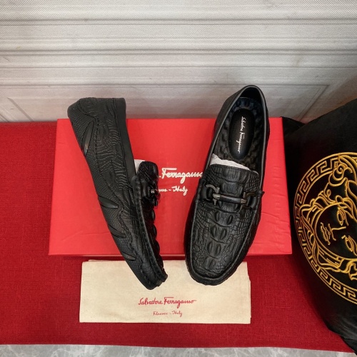 Replica Salvatore Ferragamo Leather Shoes For Men #962691 $72.00 USD for Wholesale
