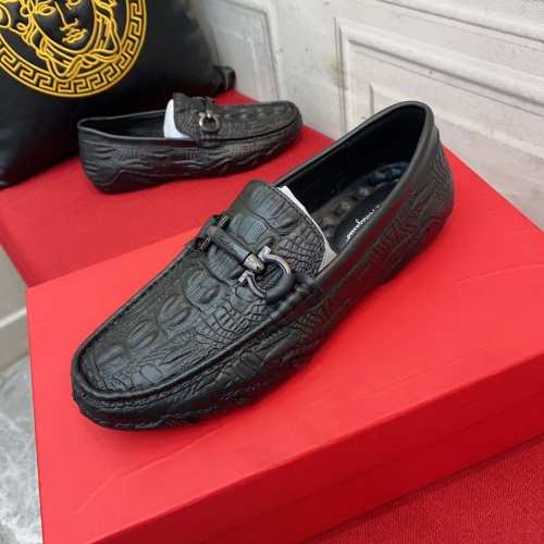 Replica Salvatore Ferragamo Leather Shoes For Men #962691 $72.00 USD for Wholesale