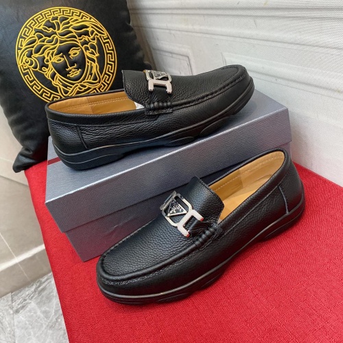 Replica Prada Leather Shoes For Men #963463 $88.00 USD for Wholesale