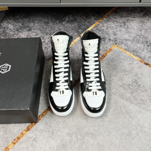Replica Philipp Plein PP High Tops Shoes For Men #964191 $112.00 USD for Wholesale