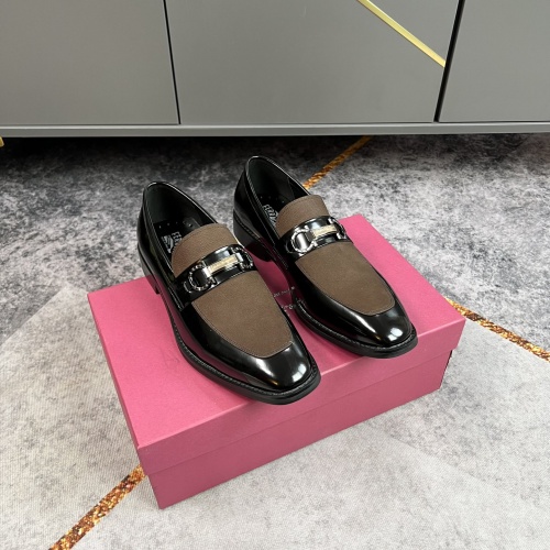 Replica Salvatore Ferragamo Leather Shoes For Men #965637 $88.00 USD for Wholesale