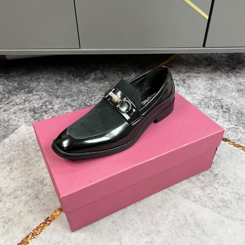 Replica Salvatore Ferragamo Leather Shoes For Men #965638 $88.00 USD for Wholesale