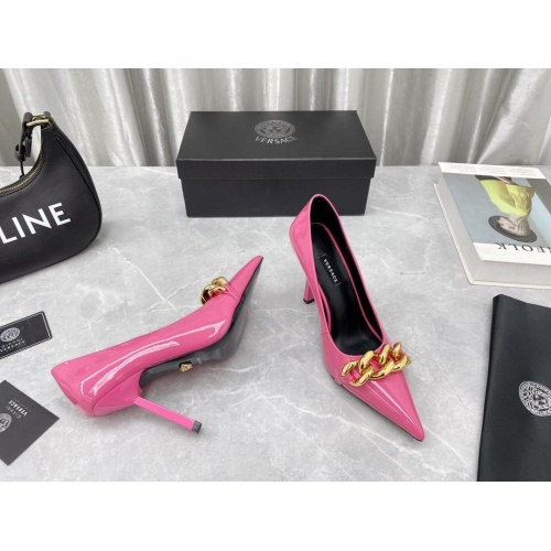Versace High-Heeled Shoes For Women #966062 $115.00 USD, Wholesale Replica Versace High-Heeled Shoes
