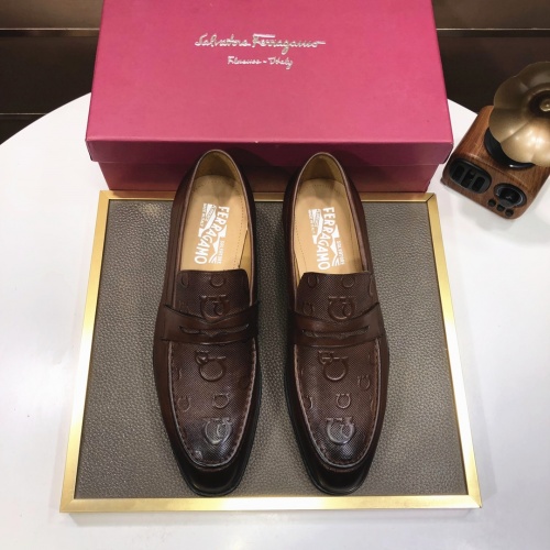Replica Salvatore Ferragamo Leather Shoes For Men #968508 $92.00 USD for Wholesale