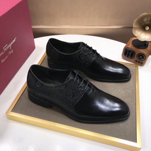 Replica Salvatore Ferragamo Leather Shoes For Men #968510 $92.00 USD for Wholesale