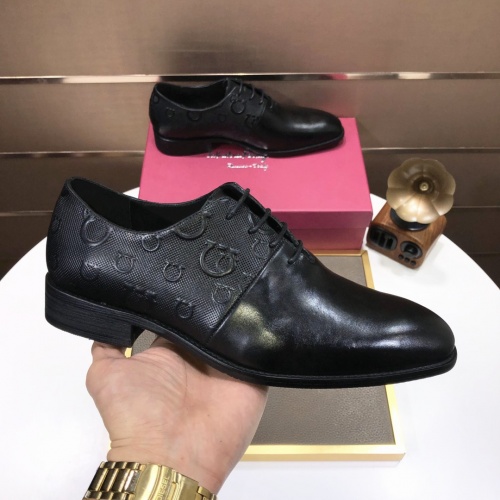 Replica Salvatore Ferragamo Leather Shoes For Men #968510 $92.00 USD for Wholesale