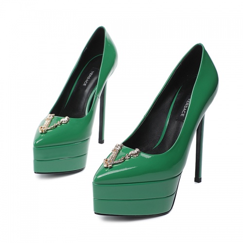 Versace High-Heeled Shoes For Women #970581 $125.00 USD, Wholesale Replica Versace High-Heeled Shoes