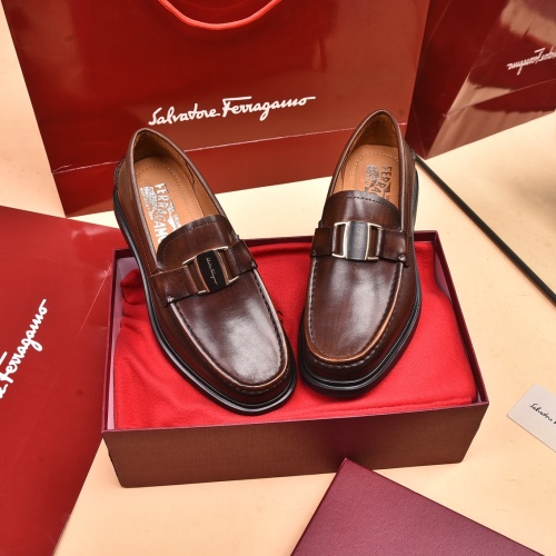 Replica Salvatore Ferragamo Leather Shoes For Men #971510 $125.00 USD for Wholesale