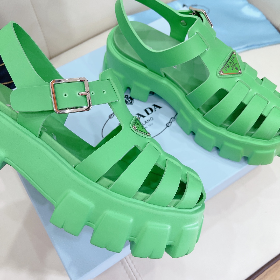 prada sandals green