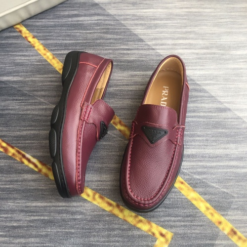 Replica Prada Leather Shoes For Men #974715 $88.00 USD for Wholesale