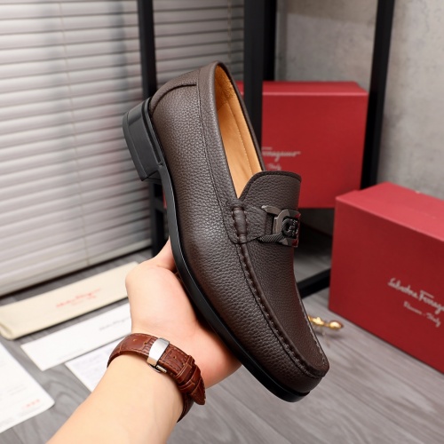 Replica Salvatore Ferragamo Leather Shoes For Men #979015 $88.00 USD for Wholesale