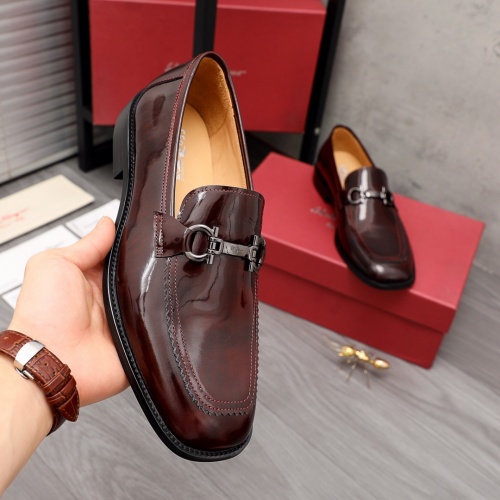 Replica Salvatore Ferragamo Leather Shoes For Men #979030 $88.00 USD for Wholesale