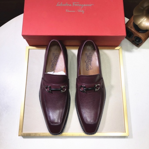 Replica Salvatore Ferragamo Leather Shoes For Men #979156 $82.00 USD for Wholesale