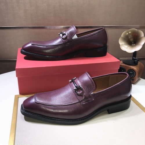 Replica Salvatore Ferragamo Leather Shoes For Men #979156 $82.00 USD for Wholesale