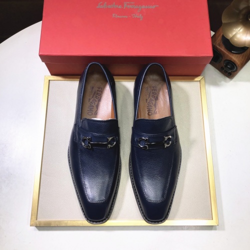 Replica Salvatore Ferragamo Leather Shoes For Men #979157 $82.00 USD for Wholesale