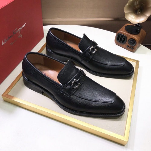 Replica Salvatore Ferragamo Leather Shoes For Men #979158 $82.00 USD for Wholesale