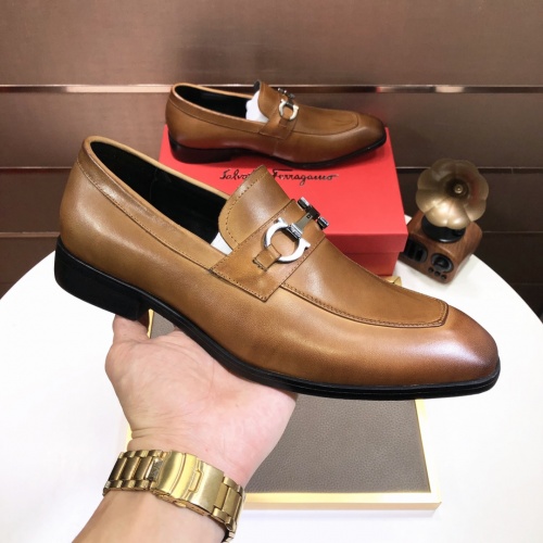 Replica Salvatore Ferragamo Leather Shoes For Men #979159 $85.00 USD for Wholesale
