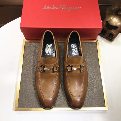 Replica Salvatore Ferragamo Leather Shoes For Men #979159 $85.00 USD for Wholesale