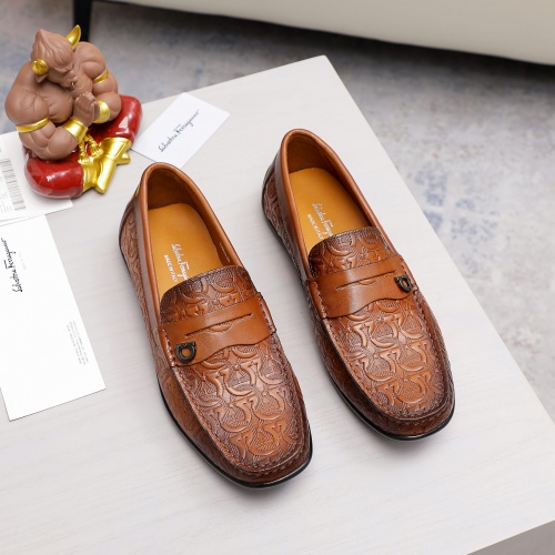 Replica Salvatore Ferragamo Leather Shoes For Men #981205 $68.00 USD for Wholesale