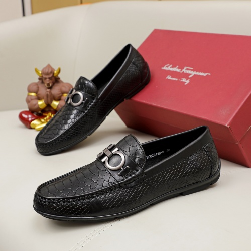 Replica Salvatore Ferragamo Leather Shoes For Men #981288 $72.00 USD for Wholesale