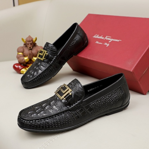 Replica Salvatore Ferragamo Leather Shoes For Men #981290 $72.00 USD for Wholesale