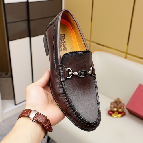 Replica Salvatore Ferragamo Leather Shoes For Men #981310 $82.00 USD for Wholesale