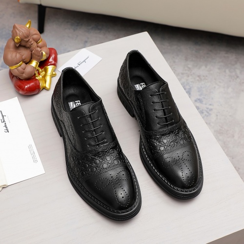 Replica Salvatore Ferragamo Leather Shoes For Men #981332 $82.00 USD for Wholesale