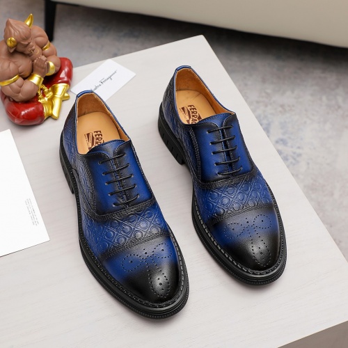 Replica Salvatore Ferragamo Leather Shoes For Men #981333 $82.00 USD for Wholesale