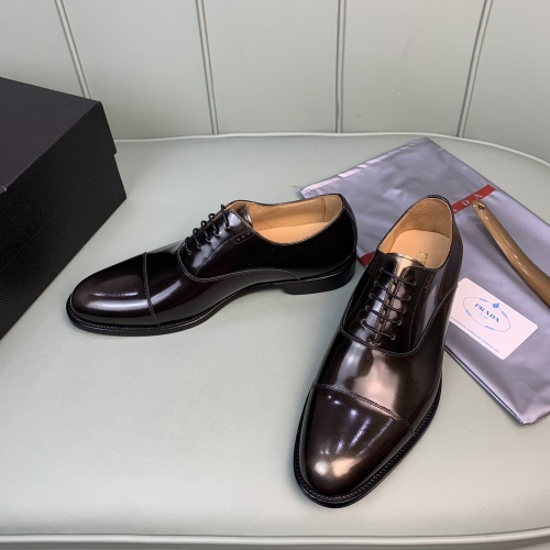 Replica Prada Leather Shoes For Men #982385 $165.00 USD for Wholesale