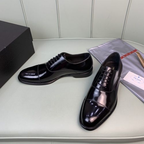 Replica Prada Leather Shoes For Men #982388 $165.00 USD for Wholesale