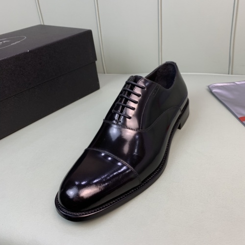 Replica Prada Leather Shoes For Men #982388 $165.00 USD for Wholesale