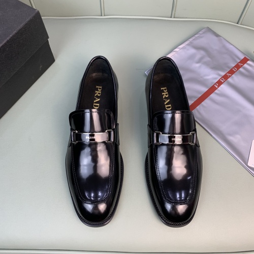 Replica Prada Leather Shoes For Men #982392 $165.00 USD for Wholesale