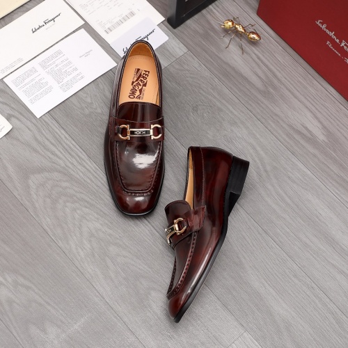 Replica Salvatore Ferragamo Leather Shoes For Men #983898 $85.00 USD for Wholesale