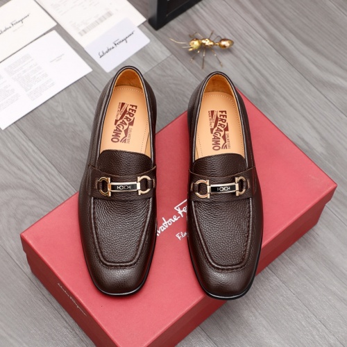 Replica Salvatore Ferragamo Leather Shoes For Men #983899 $85.00 USD for Wholesale
